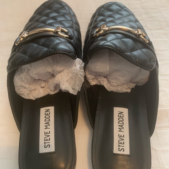 Steve Madden Black Quilted open back Loafer - Picture 2 of 6